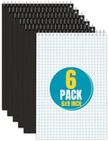 Steno Pads Spiral 6x9 Quad Ruled, Graphing Paper Notebook Spiral, Top Bound, Graph Ruled, White, 80 Sheets, (6 Pads/P...