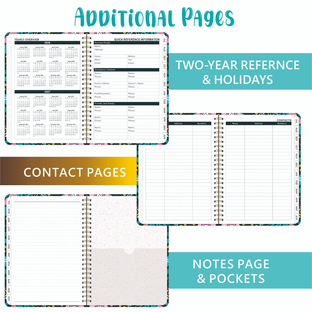Daily Planner 2026-2027, 6.2 x 8.5 Inch Weekly & Monthly Organizer, Hardcover Agenda with Tabs & Notes - Image 3