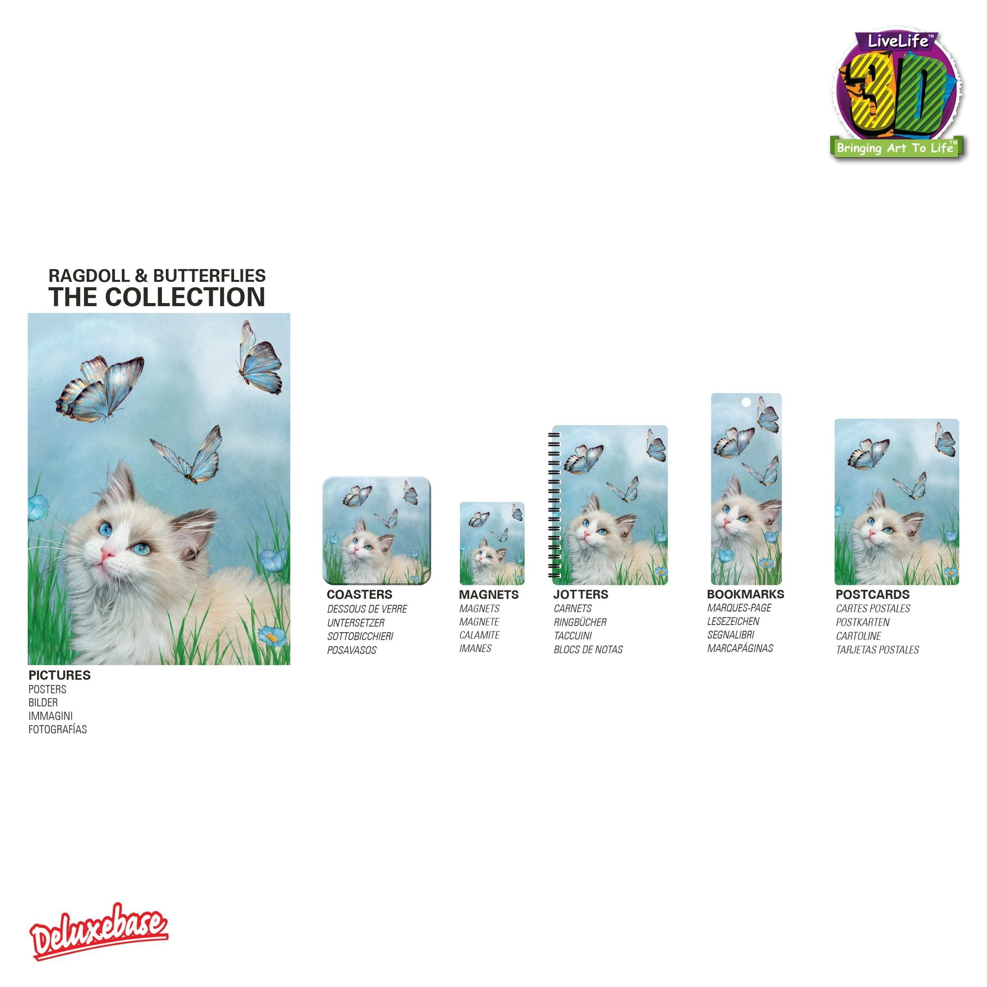 3D LiveLife Jotter - Ragdoll & Butterflies. Spiral Bound A6 5.5x4in Small Animal Notebook, 80 Plain Recycled Pages, C... - Image 4