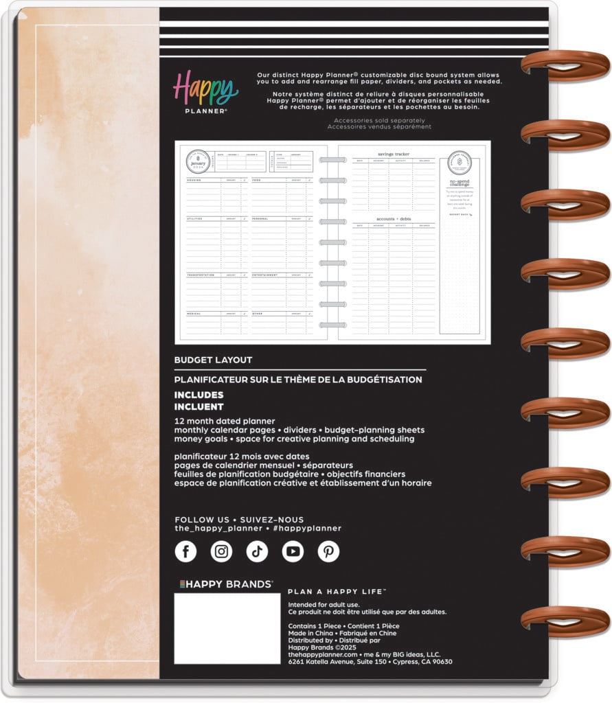 Happy Planner Classic 12 Month Disc Bound Dated Planner-Textured Canvas Budget Jan '26 - Dec '26 - Image 4