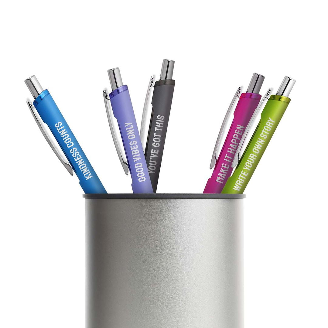 Multi Color Motivational Gel Pen Set / 5 Black Ink Gel Glide Pens / Encouraging Colorful Office Supplies / Teacher Th... - Image 4