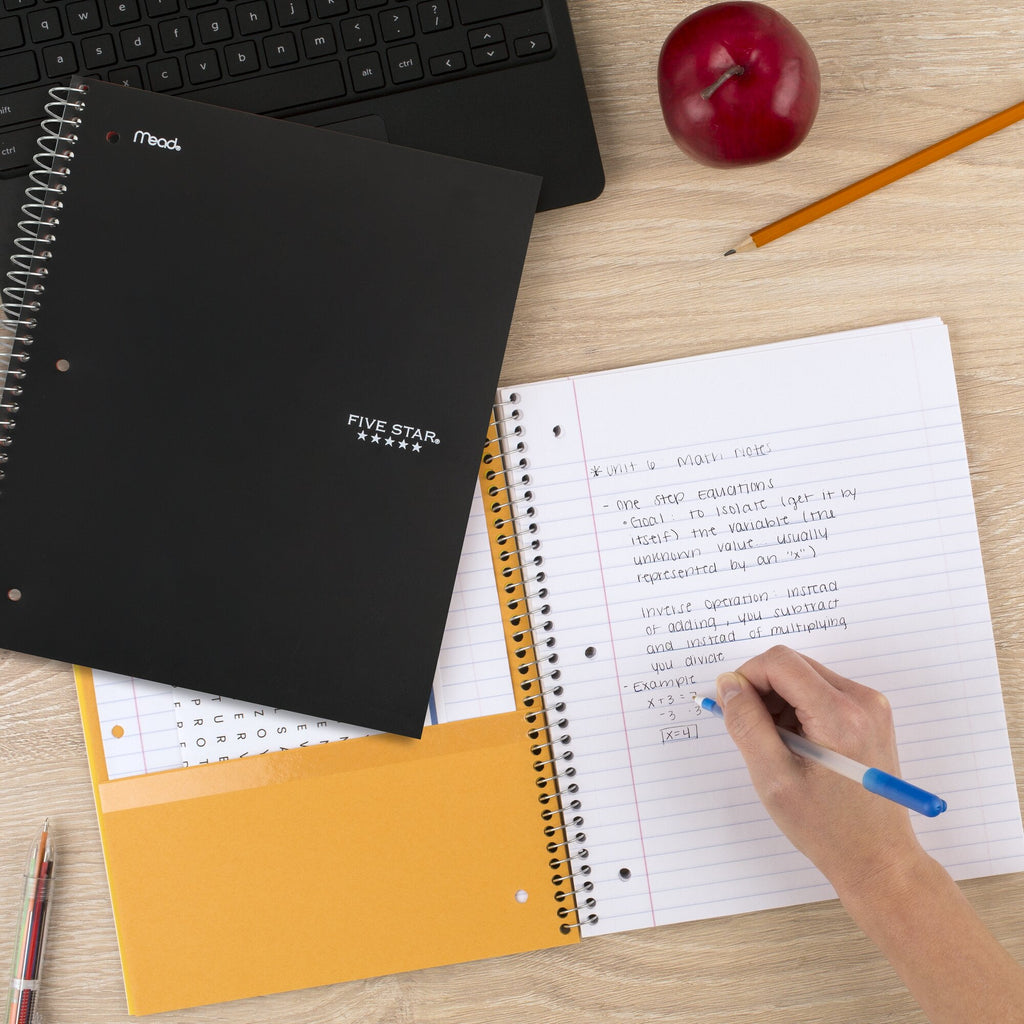 Spiral Notebook + Study App, 5 Subject, College Ruled, 8.5" x 11", Black - Image 6
