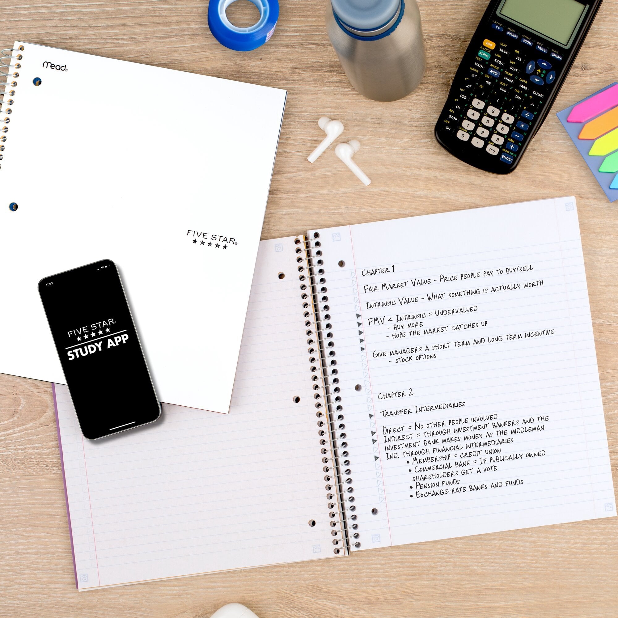 Five Star Spiral Notebook + Study App, 3 Subject, College Ruled, 8.5" x 11", White - Image 2