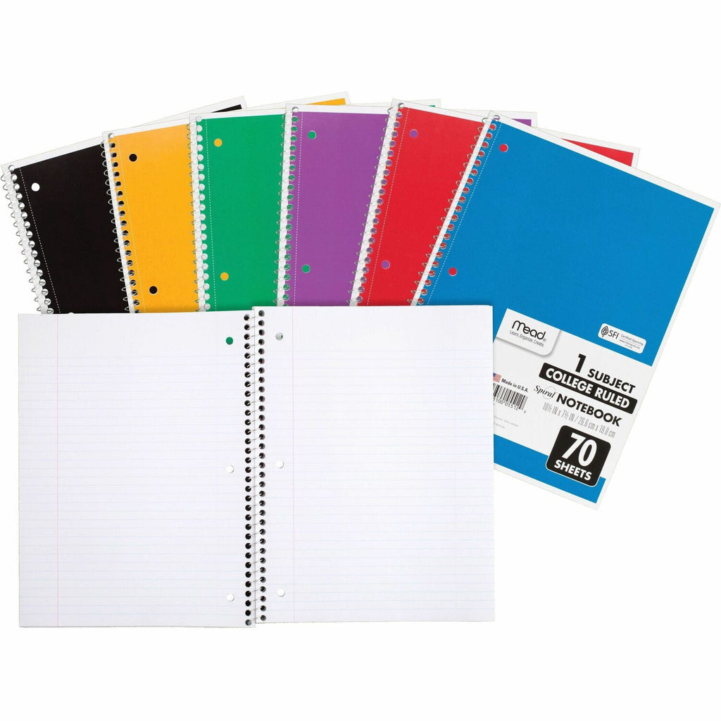 Spiral Notebook, 1 Subject, College Ruled, 70 Sheets, Assorted (05512) - Image 4