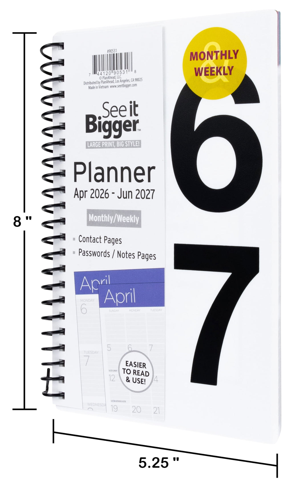 M/W Planner, Medium (5.25" x 8"), White, 15-Month: Apr 2026 - Jun 2027 - Image 6