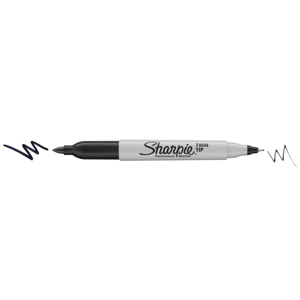 Sharpie Twin Tip Permanent Markers, Fine and Ultra Fine, Black, 2 Count - Image 5