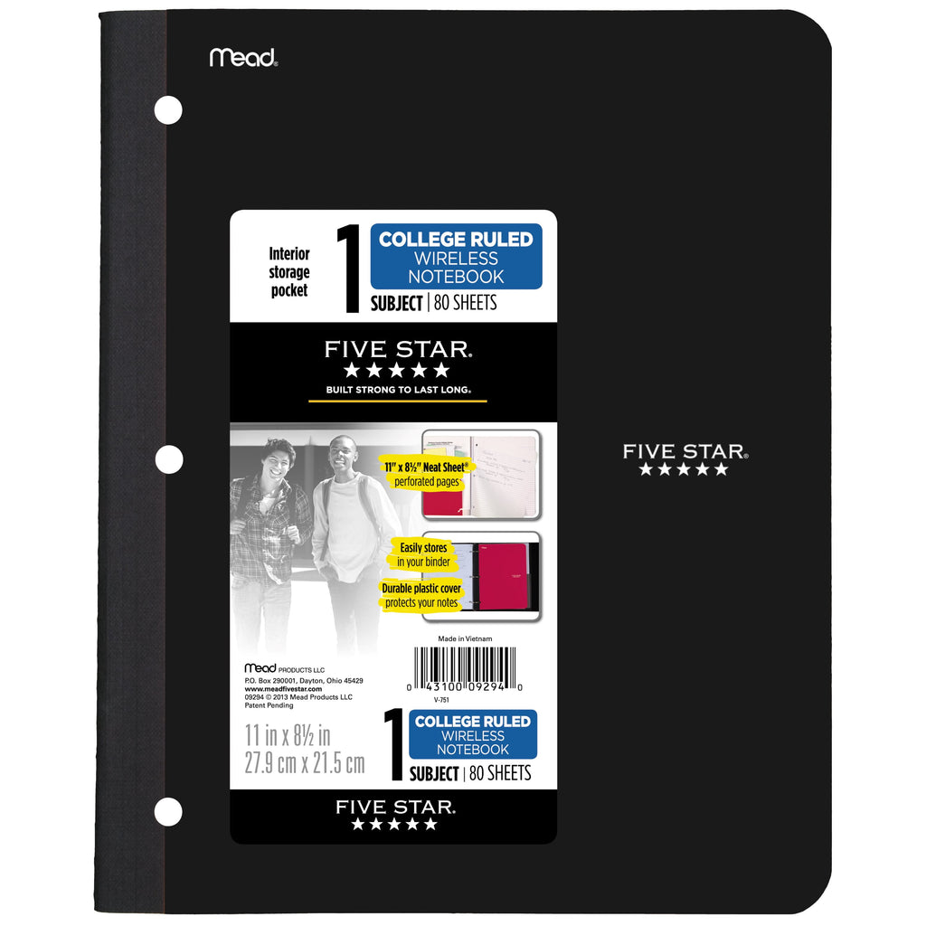 Five Star Wireless Notebook, 1 Subject, College Ruled,Assorted (09294) - Image 3