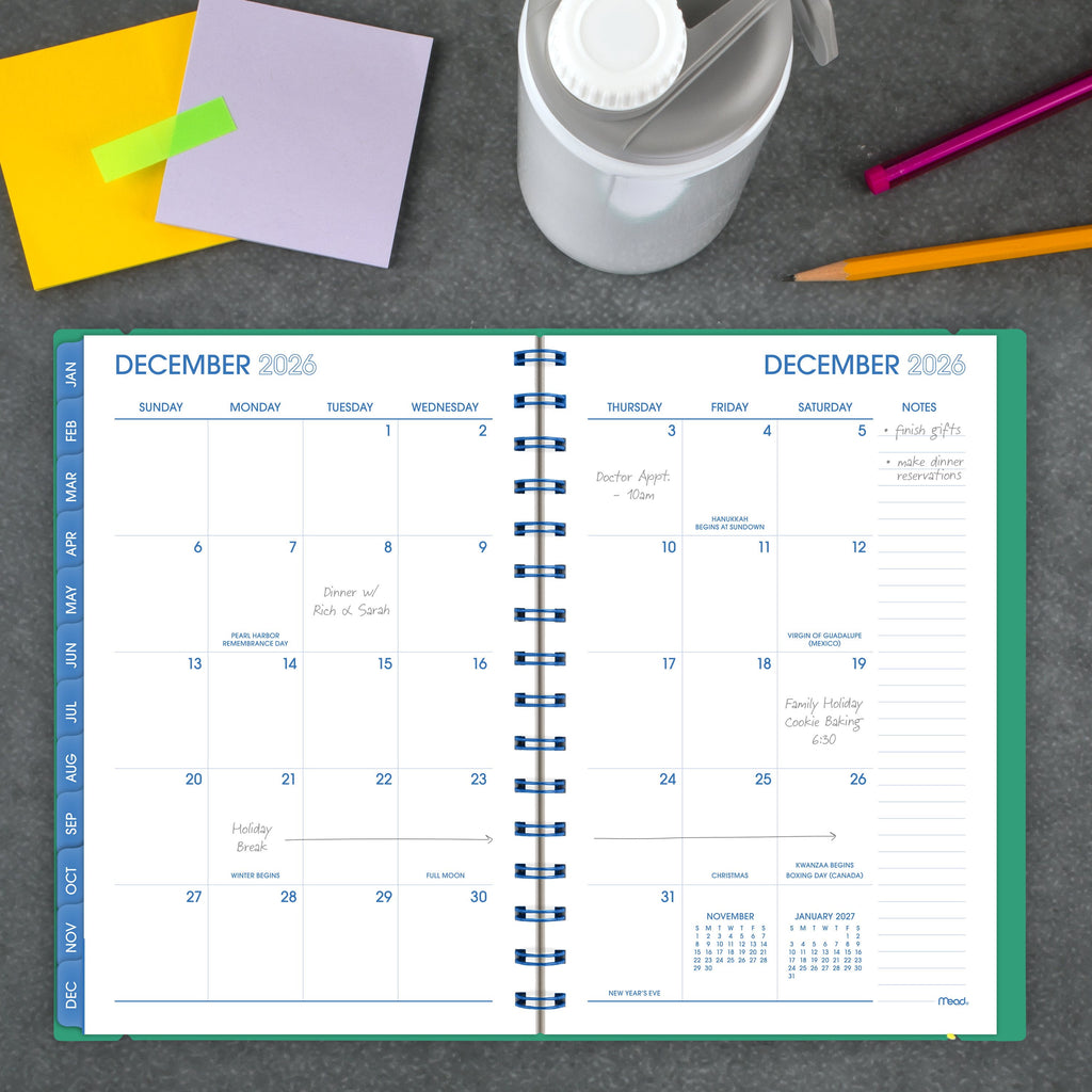 Color Pop 2026 Weekly Planner, Mystic Green, 5.5" x 8.5" - Image 3