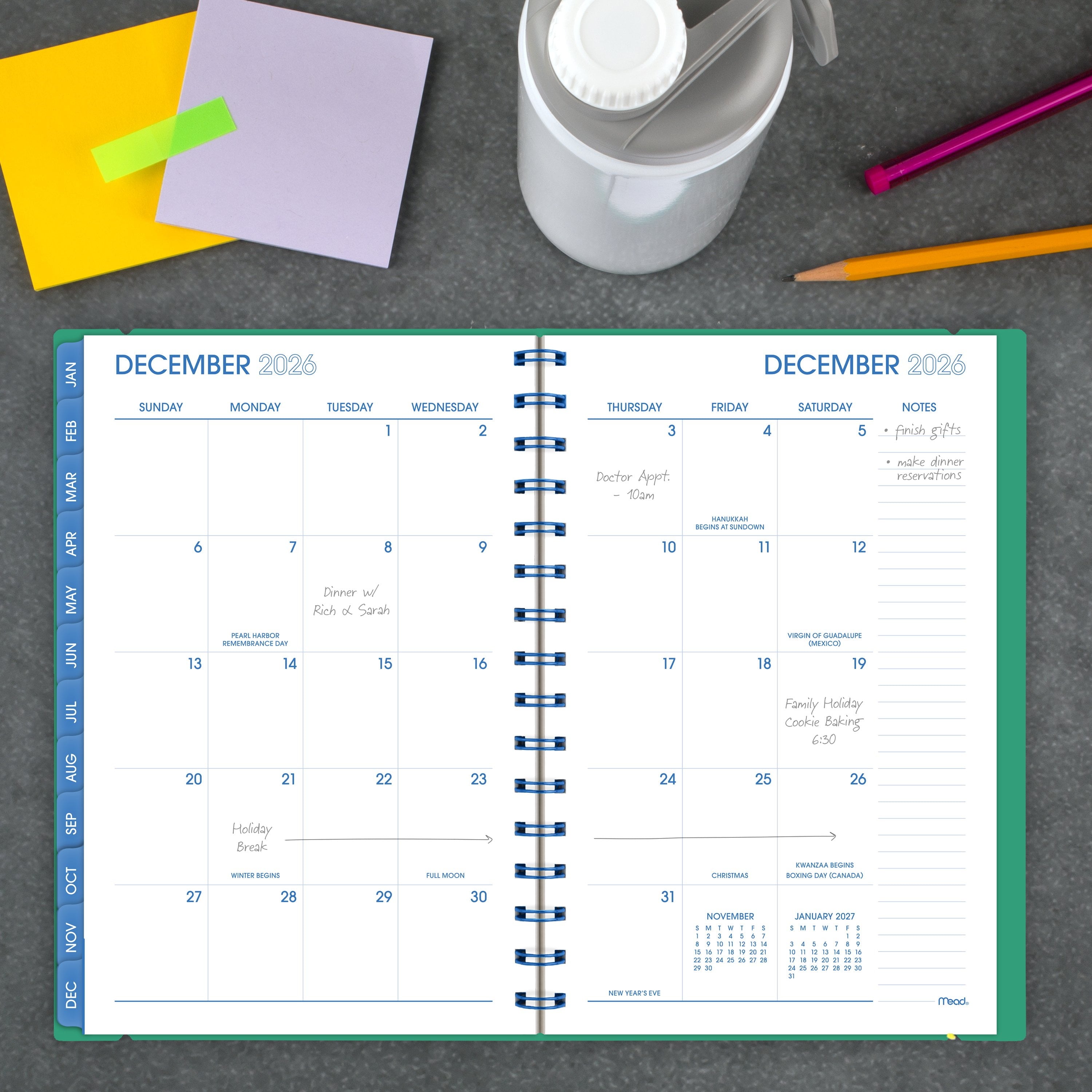 Color Pop 2026 Weekly Planner, Mystic Green, 5.5" x 8.5" - Image 3