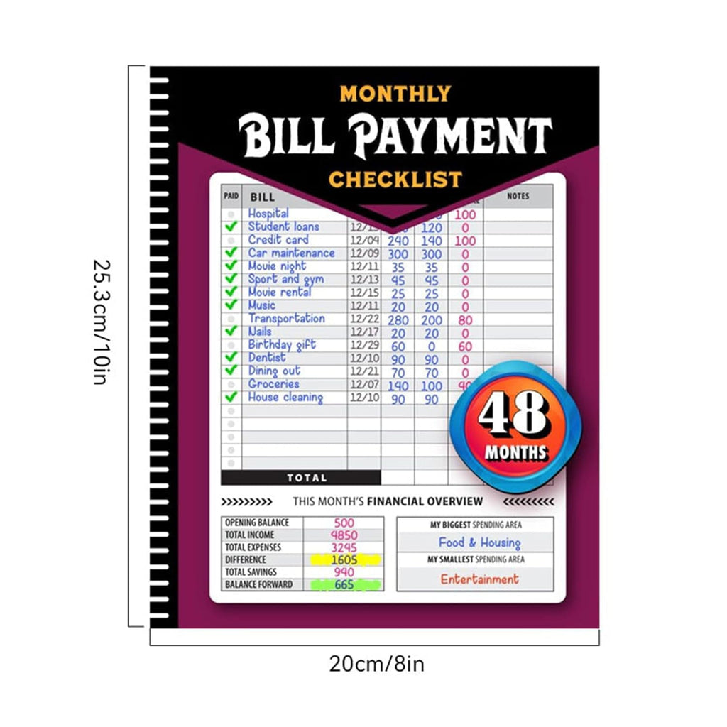 Monthly Bill Payment Checklist: Bill Tracker Notebook l  8"x10" The 4-Year Guide for Families & Money Managers, 960 Billing Records Included - Image 6