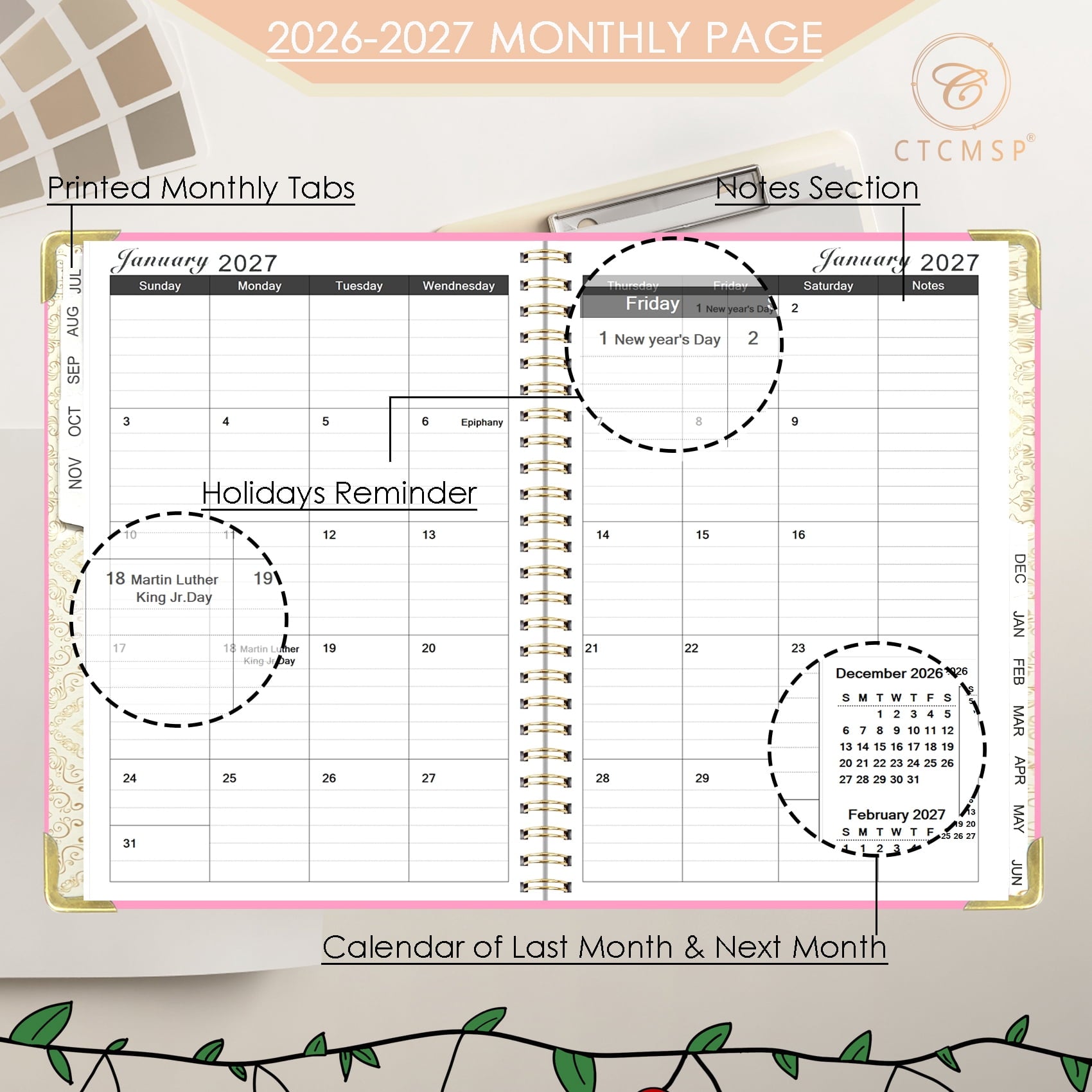 2026-2027 Planner Academic Planner Calendar Notebook(Jul.2026-Jun.2027,6.3"x8.5")Weekly Monthly Planner Perfect for Office Schedule Academic - Image 2