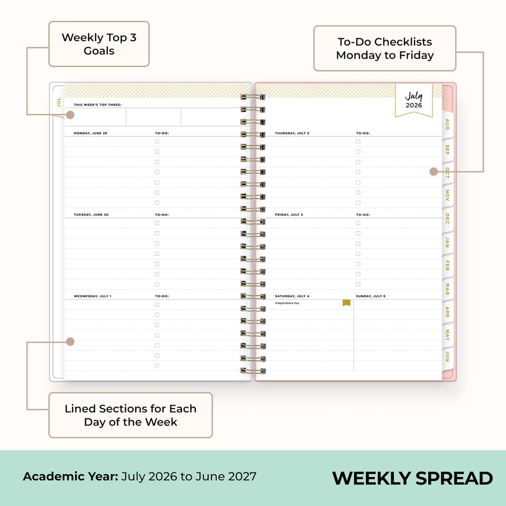2026-2027 Weekly and Monthly Academic Year Planner Calendar, July 2026 - June 2027, 5" x 8", Flexible Cover, Wireboun... - Image 3