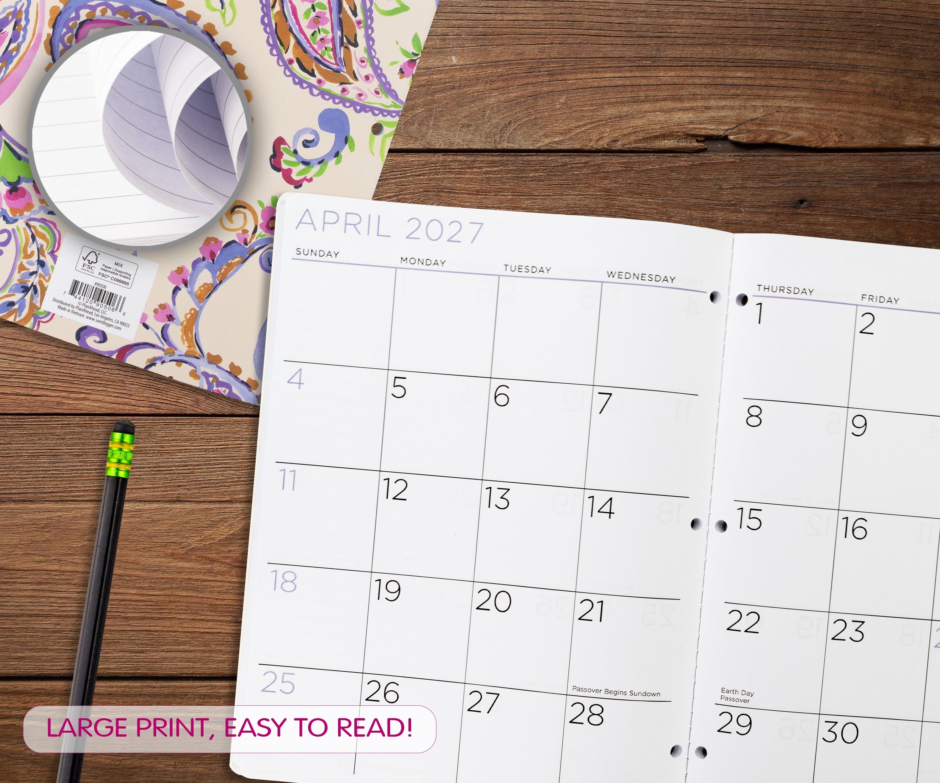See It Bigger Monthly Planner, Large (8.5" x 11"), Paisley, 2-Year: Apr 2026  Mar 2028 - Image 4