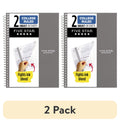 (2 pack) Five Star Spiral Notebook, 2 Subject, College Ruled, 6" x 9.5", Gray
