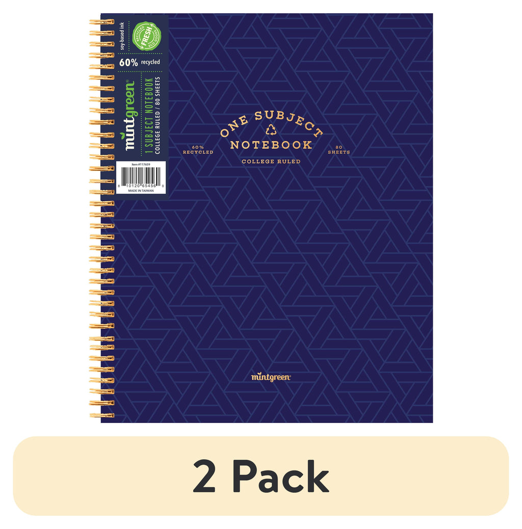 (2 pack) Spiral Bound 1 Subject Notebook College Ruled- 80 Sheets - 8.5 x 10.5in.