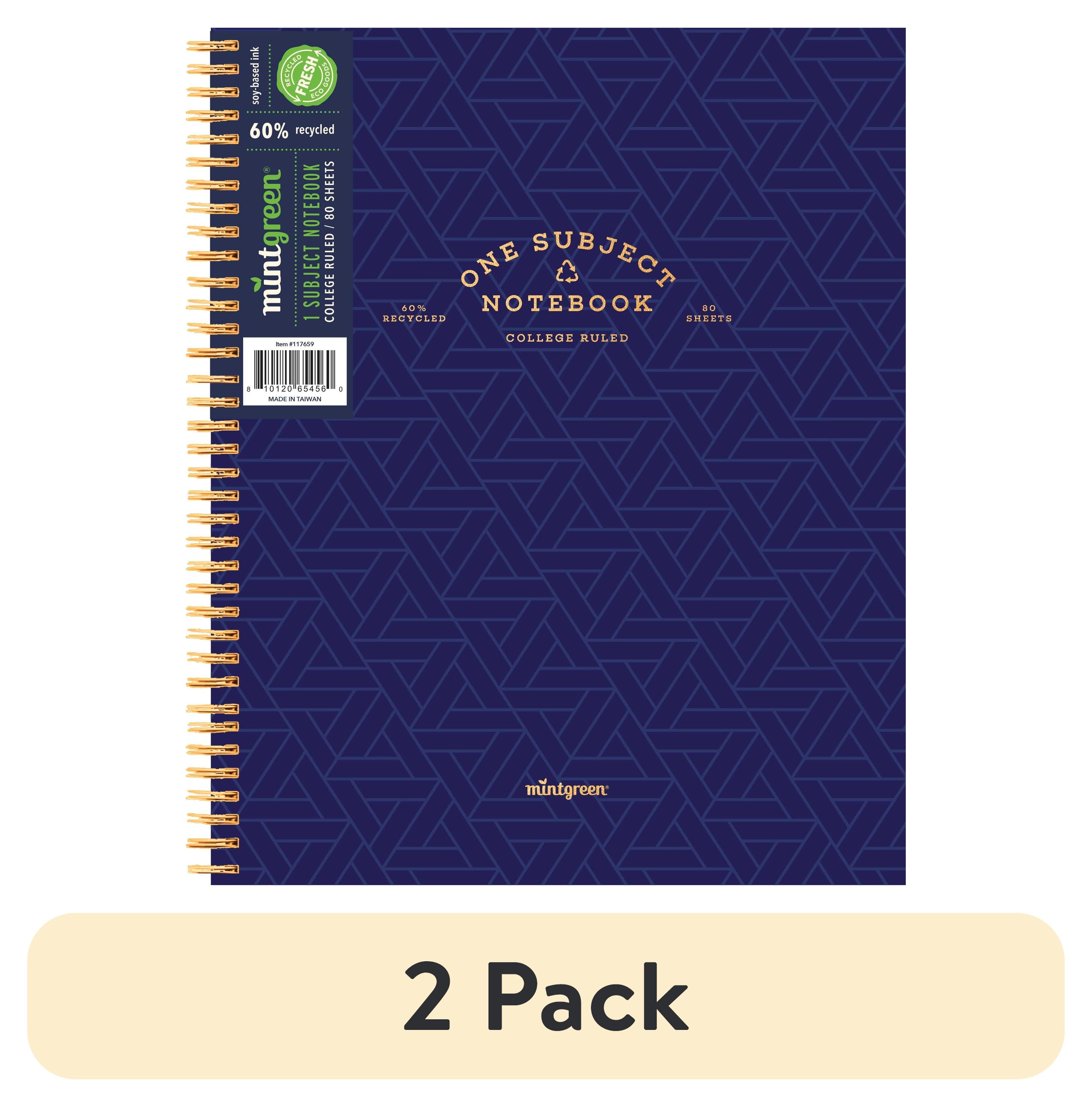 (2 pack) Spiral Bound 1 Subject Notebook College Ruled- 80 Sheets - 8.5 x 10.5in.