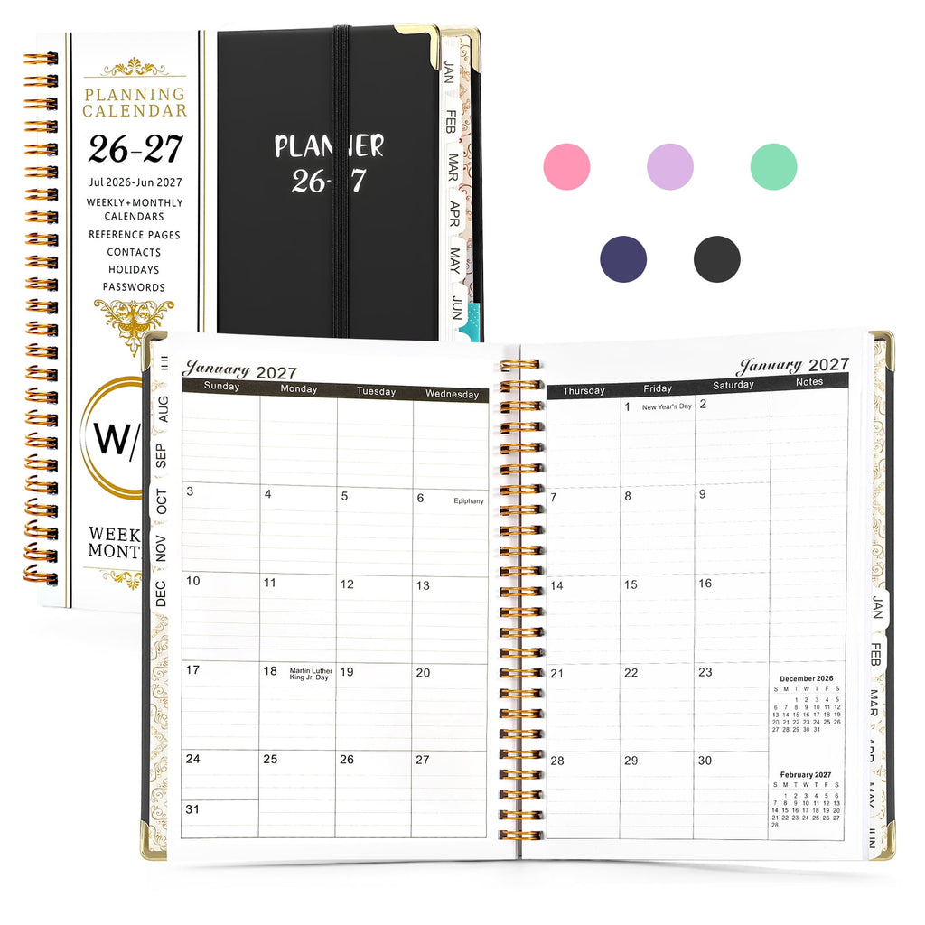 2026-2027 Planner Calendar Notebook (JUL.2026-JUN.2027,6.3"x8.5")Daily Weekly Monthly Agenda Planner for Women Men