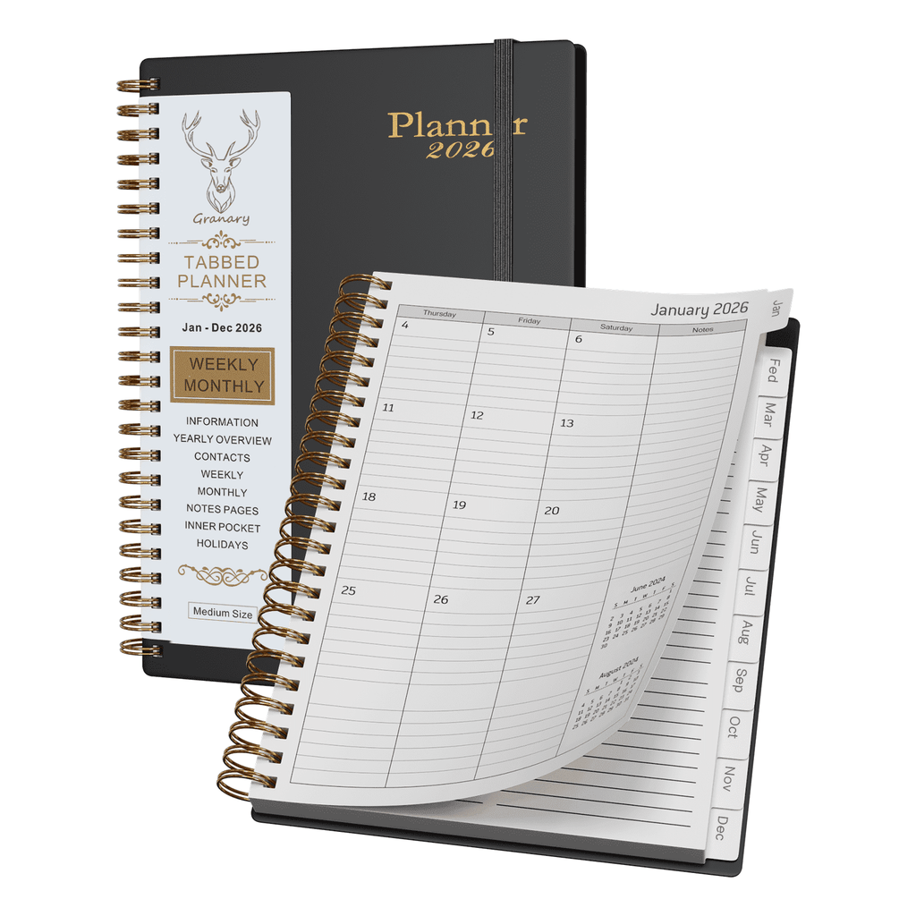 2026 Academic Planner, 6.1" x 8.5" Monthly Planners & Appointment Book, Spiral Bound with Tabs,Jan 2026 - Dec 2026