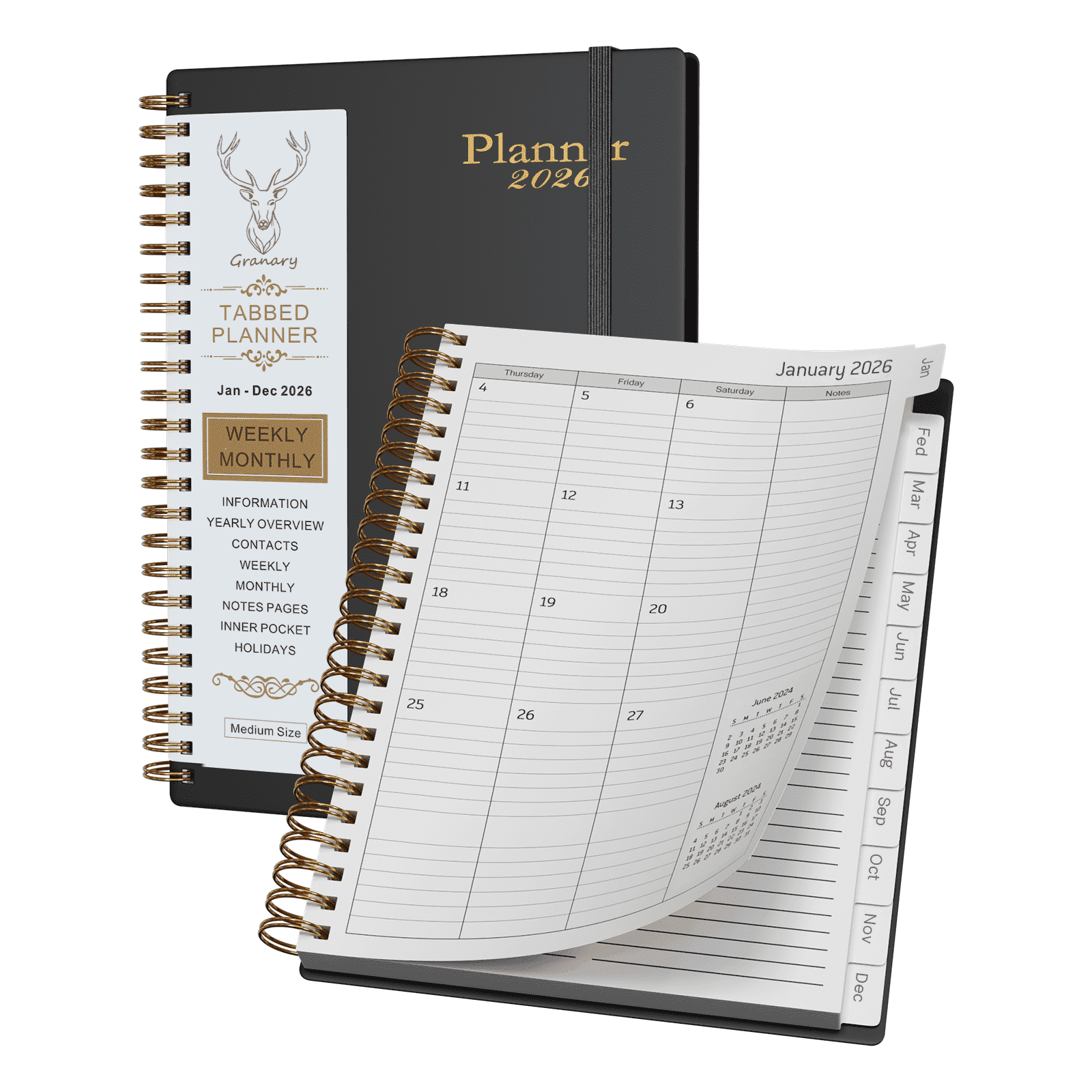 2026 Academic Planner, 6.1" x 8.5" Monthly Planners & Appointment Book, Spiral Bound with Tabs,Jan 2026 - Dec 2026