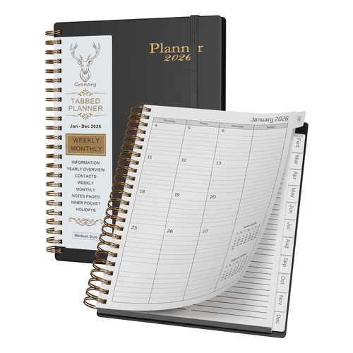 2026 Academic Planner, 6.1" x 8.5" Monthly Planners & Appointment Book, Spiral Bound with Tabs,Jan 2026 - Dec 2026