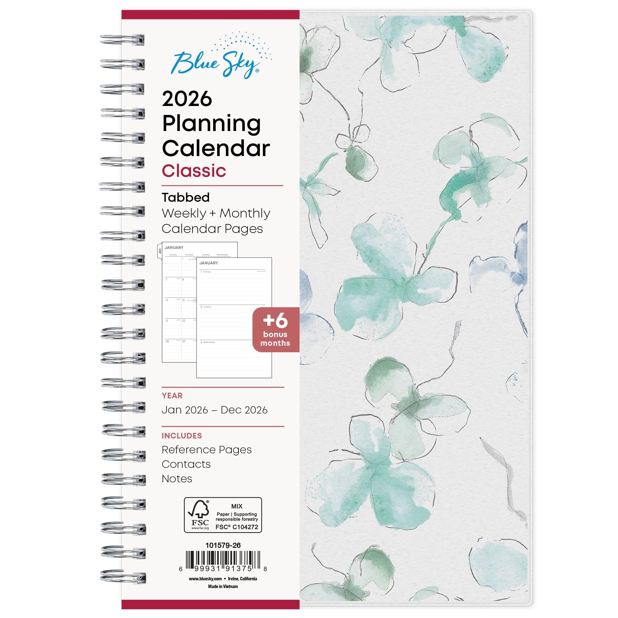 2026 Weekly and Monthly Planner Calendar, January 2026 - December 2026, 5" x 8", Flexible Frosted Cover, Laminated Ta...