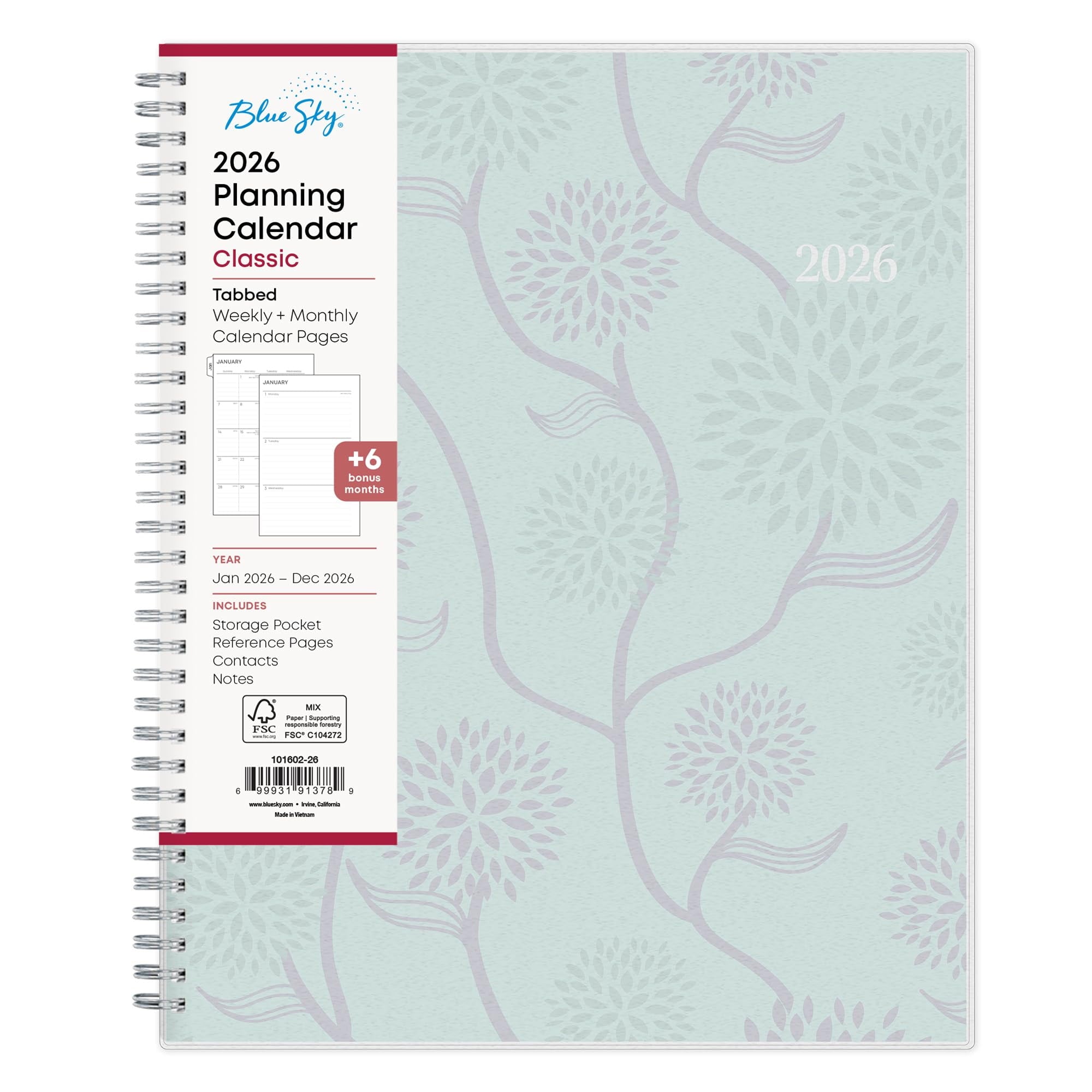 2026 Weekly and Monthly Planner Calendar, January 2026 - December 2026, 8.5" x 11", Flexible Cover, Laminated Tabs, D...