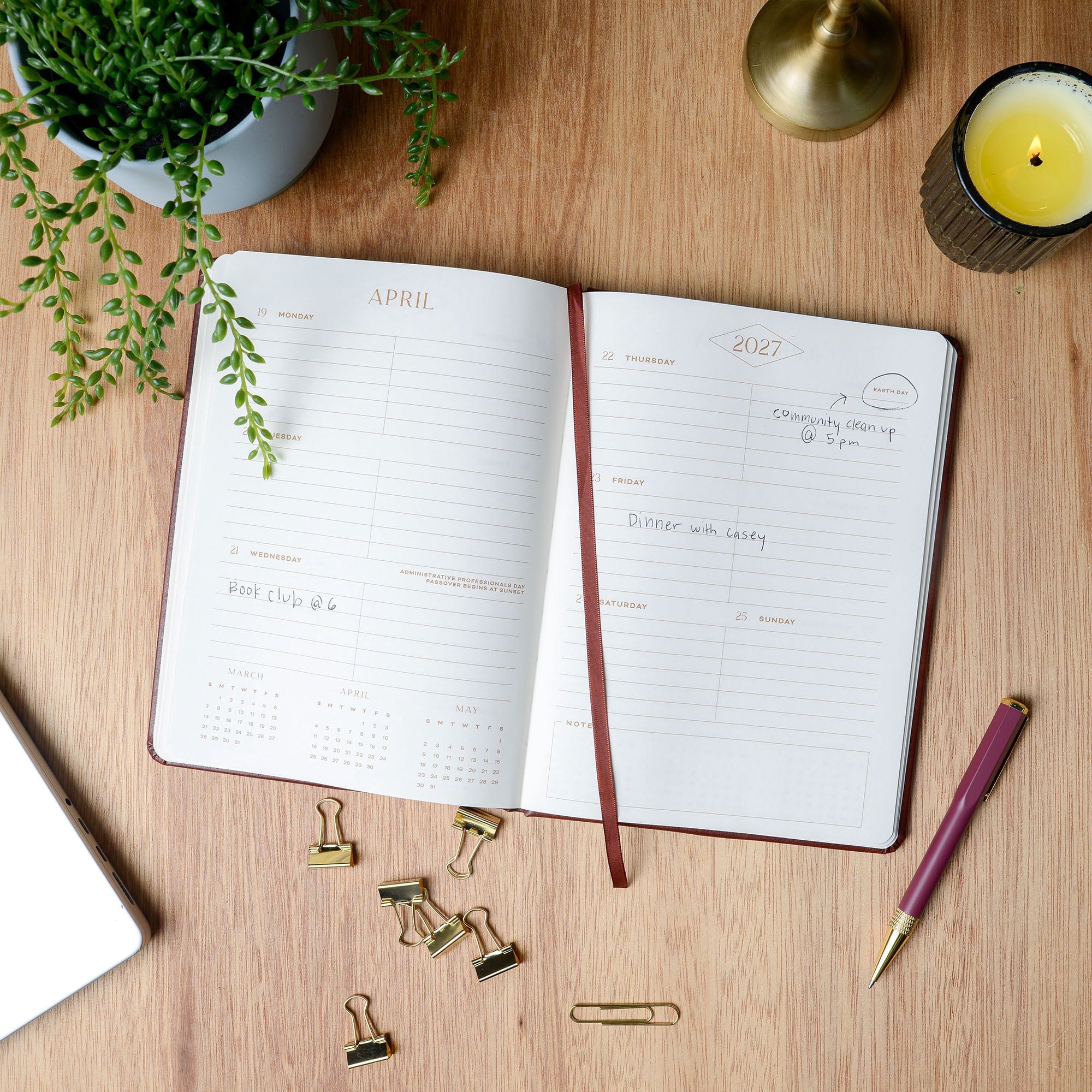 Think Ink 15 Month Weekly Leatherette 6.5" x 9" Brown April 2026 - June 2027 Planner - Image 3