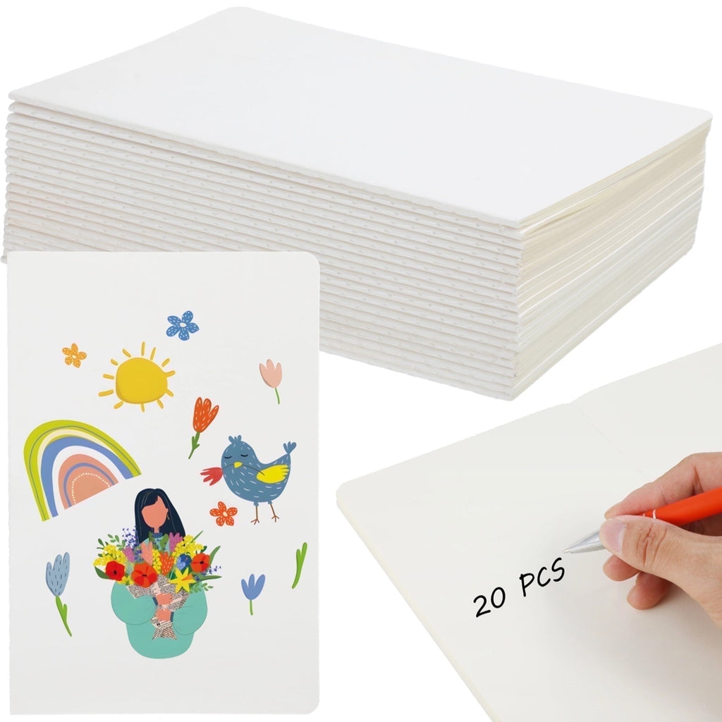 20 Pcs 40 Pages White Hardcover Sketchbook, Blank Sketch Paper for Drawing, Portrait Sketch Paper Books for Notes, Art Sketch Pad for Storie