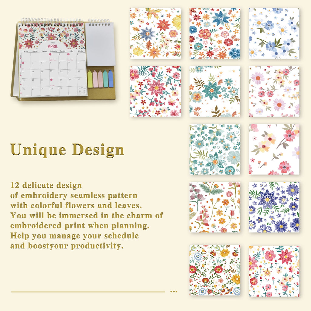 Small Desk Calendar 2026, Monthly Desktop Calendar with Pocket Folder, Jan. 2026 - Dec. 2026, 8" x 10", Standing Flip Calendar with To Do Li - Image 2