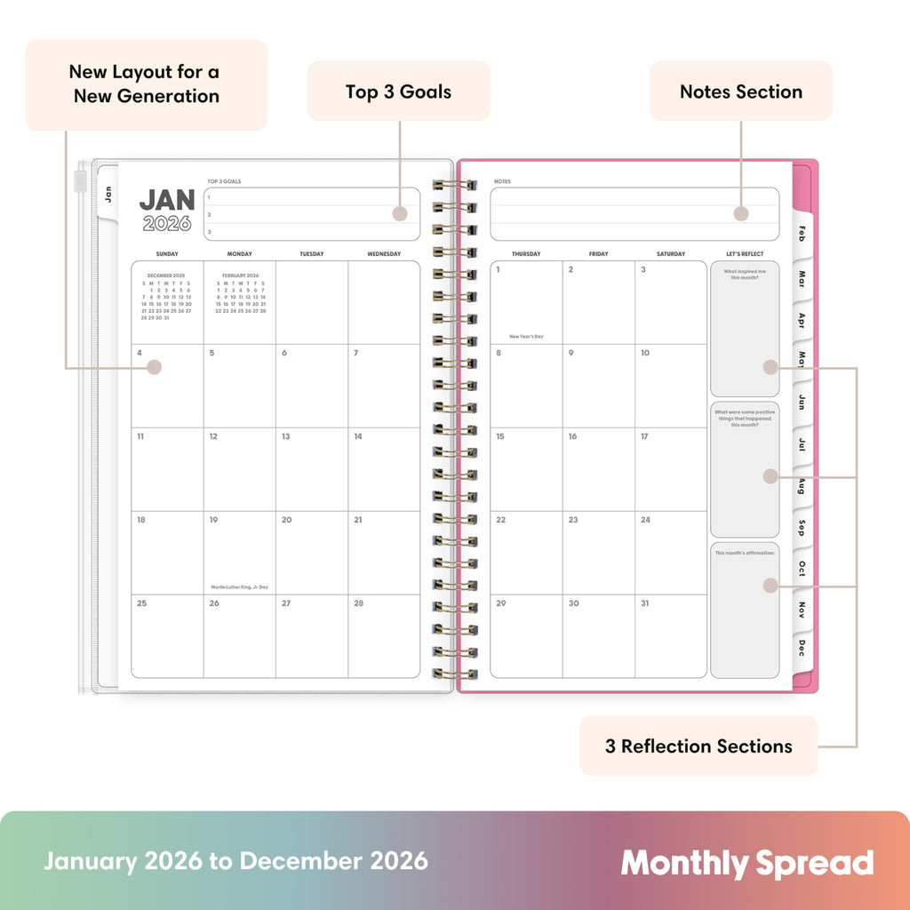Gen Z 2026 Weekly and Monthly Planner Calendar, January 2026 - December 2026, 5" x 8", Flexible Cover With Zip Pouch,... - Image 3