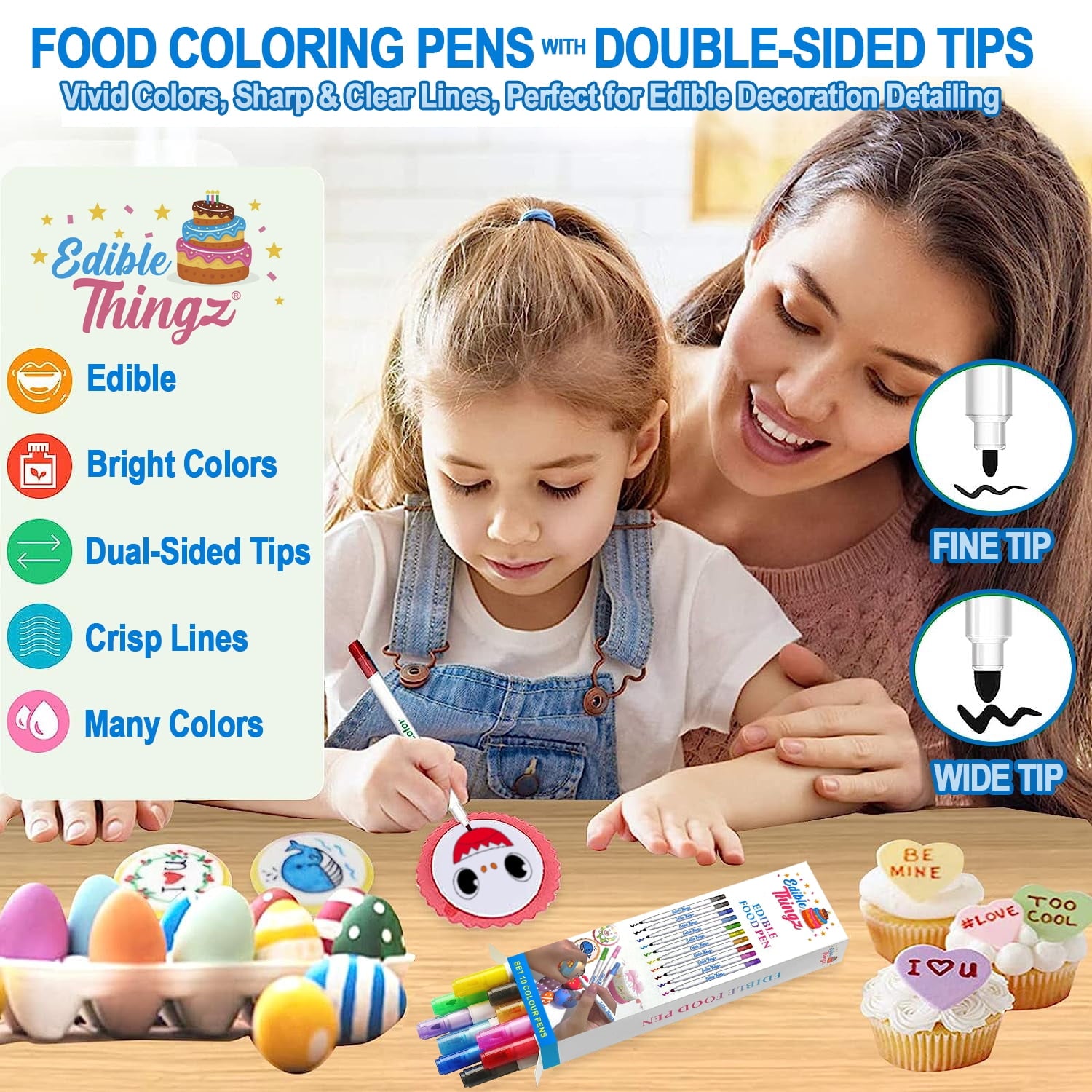Edible Food Coloring Markers, Dual Sided Tips, Edible Gourmet Writer with Fine & Wide Tip for Decorating Cookies, Cak... - Image 5