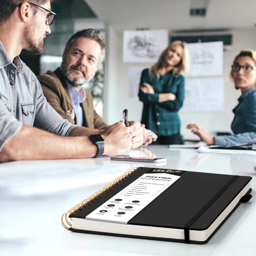 Spiral Notebook, Black Notebook, PU Leather Hardcover Notebook, 200 Pages, B5 (10" × 7") - Image 4