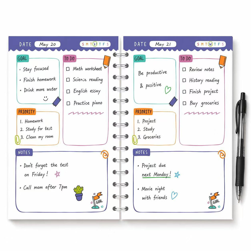 Aesthetic To Do Notebook with Stickers, Undated Daily Planner Organizer, Cute Productivity Journal for School Use, Student Planning Notebook - Image 3