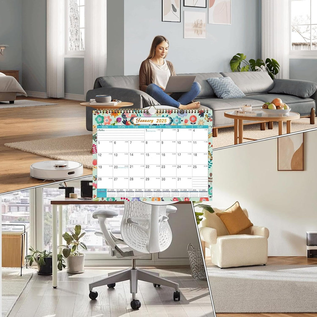 AGCAN 2025 Wall Calendar, 18 Months Daily Planner Agenda Monthly Planner for Home Office Classroom with 2 Pcs Planner Sticker, Runs From Jan - Image 6