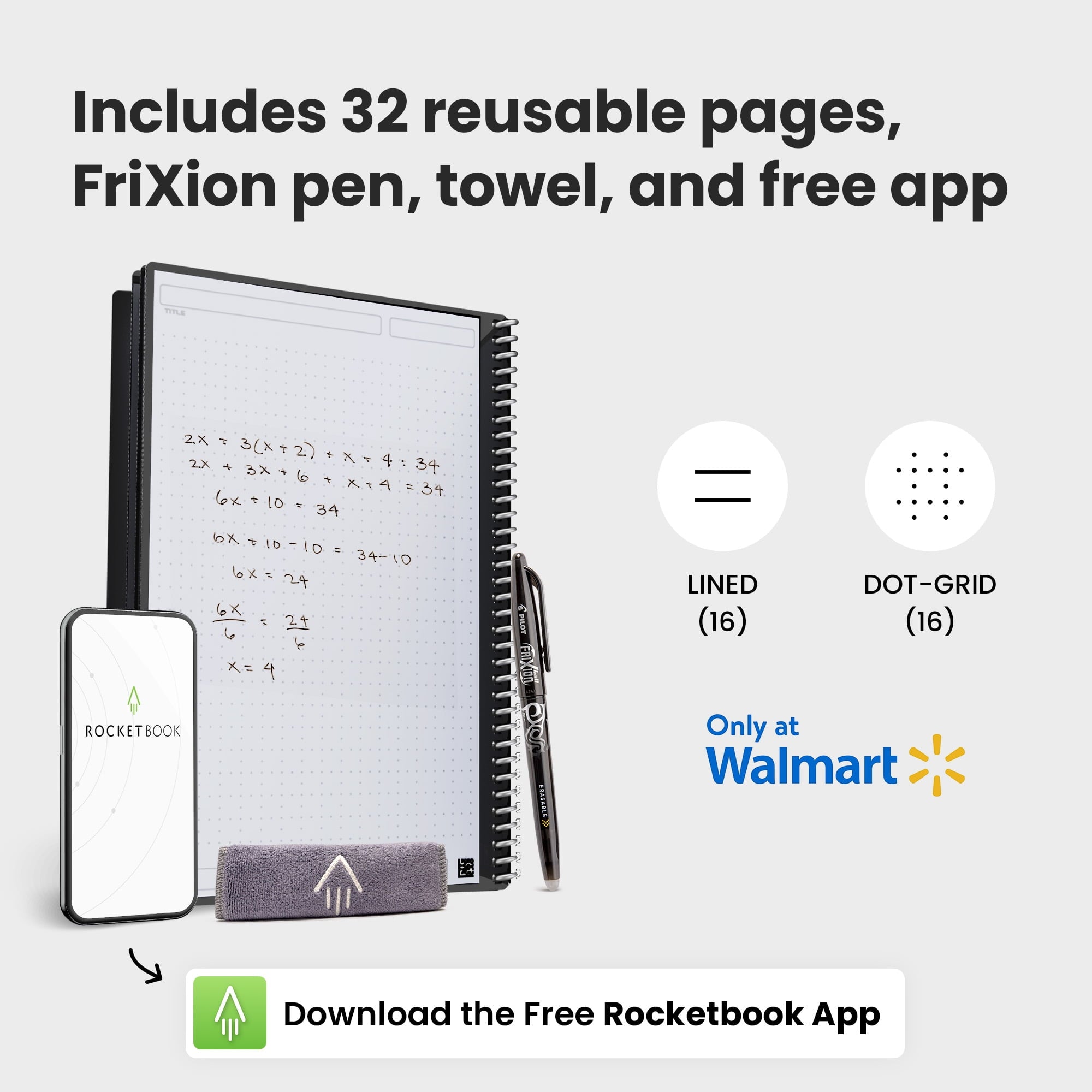 Core Smart Spiral Notebook, Dot-Grid and Lined Pages, 32 Pages, 8.5 x 11", Black - Image 2