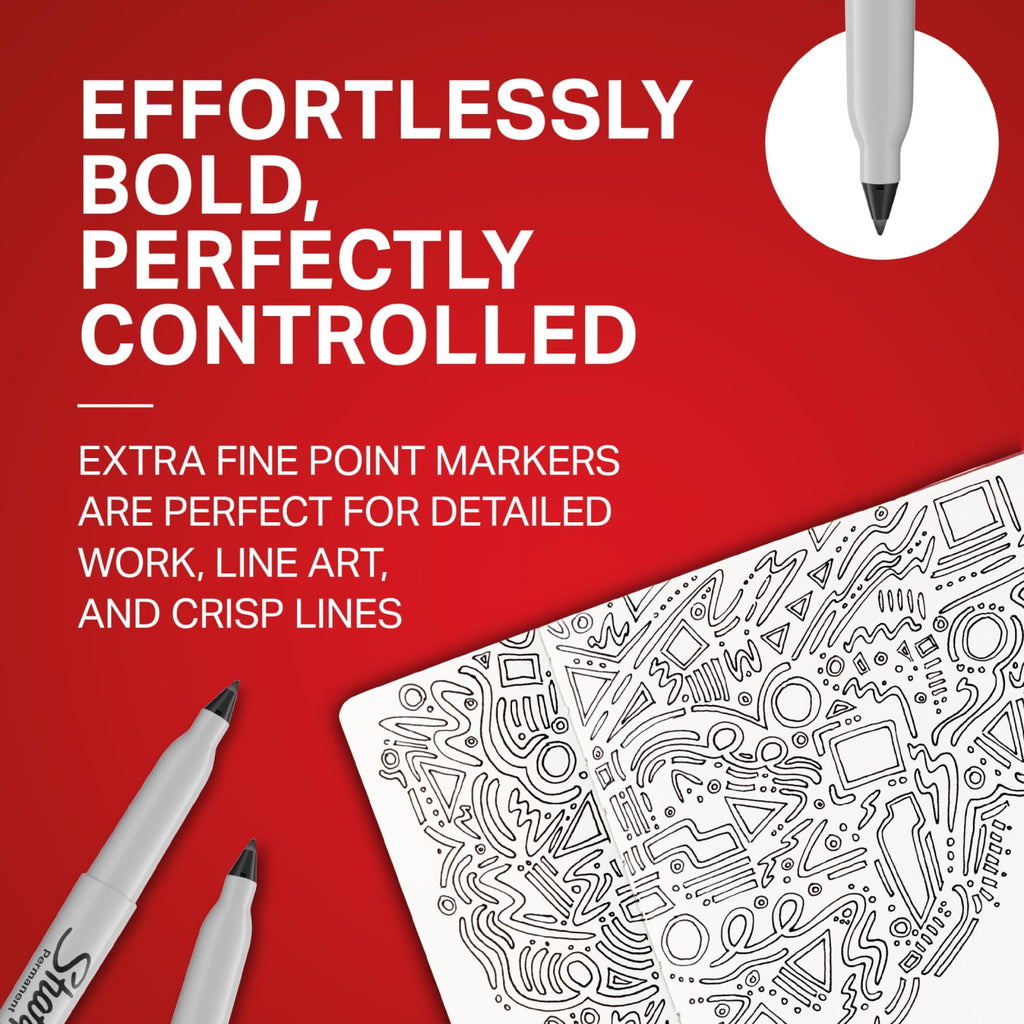 Permanent Markers, Water- and Fade-Resistant, Extra Fine Point (0.4mm), Black, 2 Count - Image 3