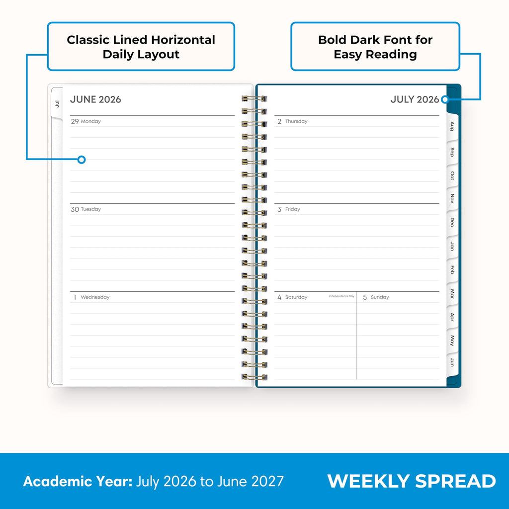 2026-2027 Weekly and Monthly Academic Year Planner Calendar, July 2026 - June 2027, 5" x 8", Flexible Cover, Wireboun... - Image 3