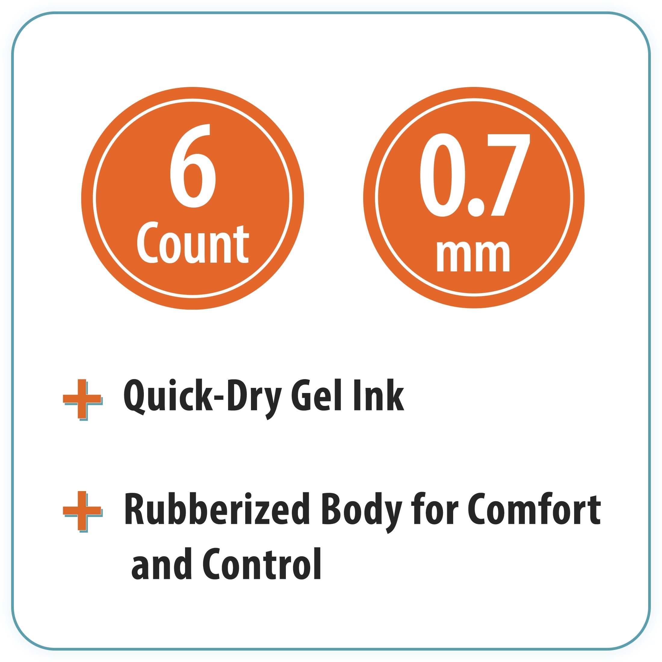 Retractable Gel Ink Pens, Medium Point, 0.7mm, Black, 6 Count - Image 3