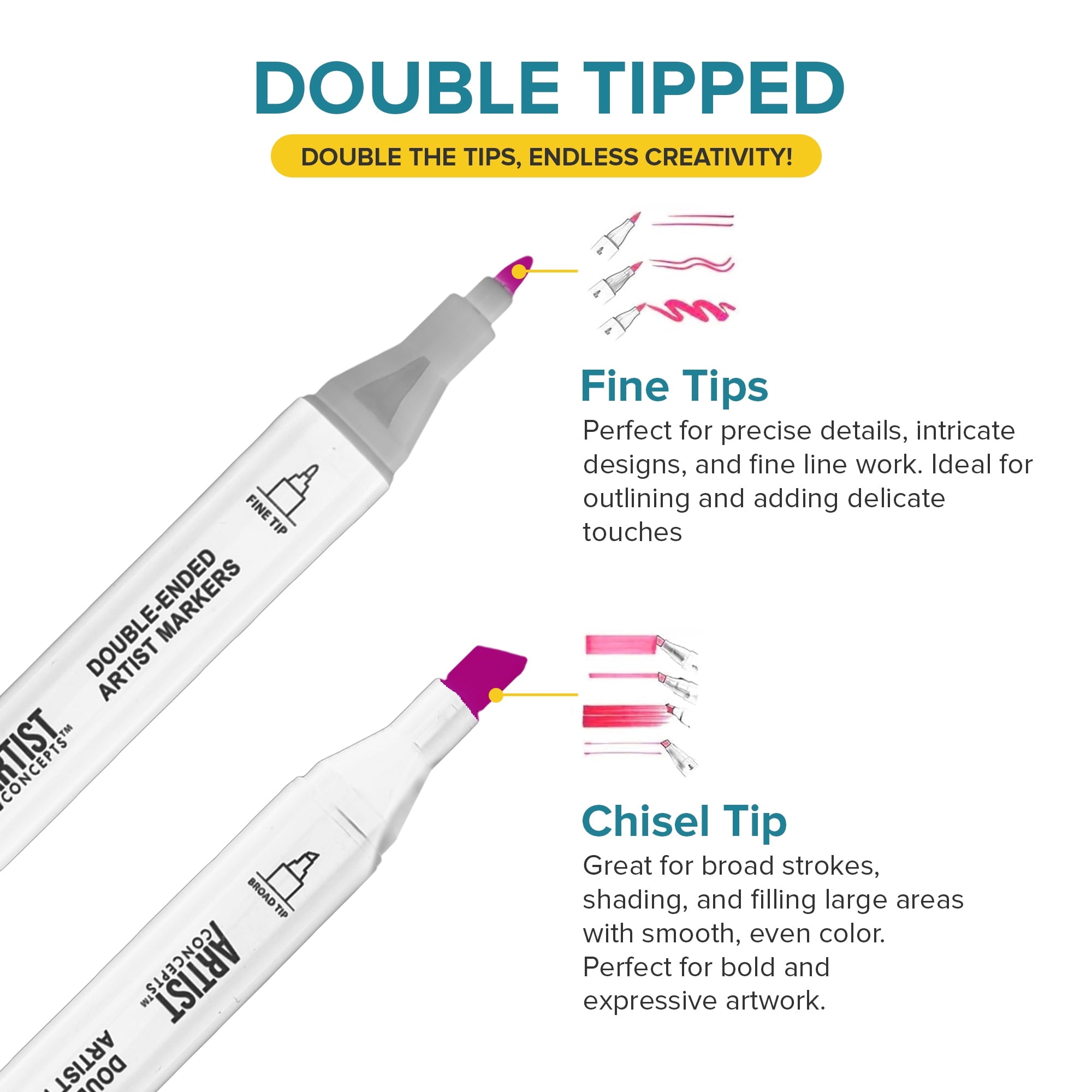 Dual Tip Alcohol Markers, Smooth and Vibrant Colors for Coloring books, 120 count - Image 3