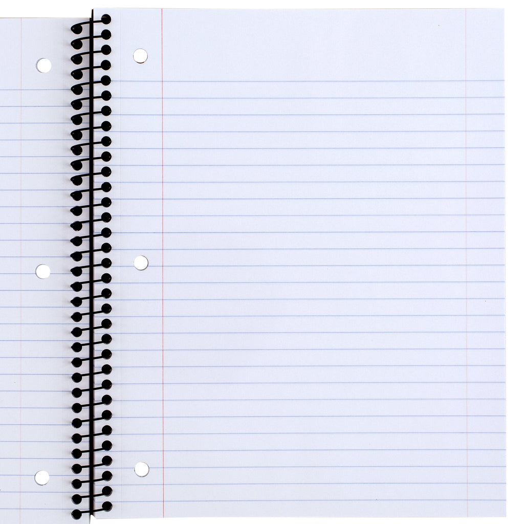 Spiral Notebook, 1 Subject, Wide Ruled, Plastic Cover, 8" x 10.5", 5 Pack - Image 2