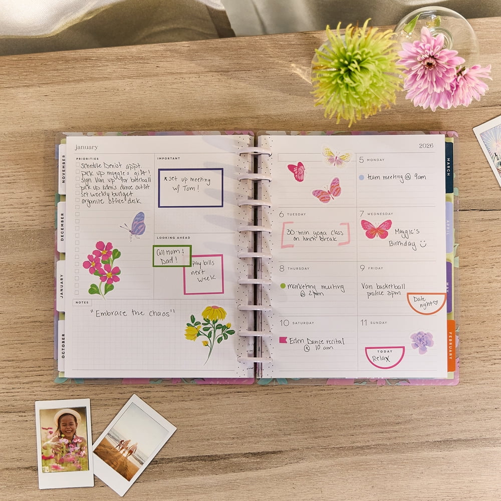 Academic Monthly Weekly Classic Planner 2025-2026, Bright Bouquet, Disc Bound - Image 6