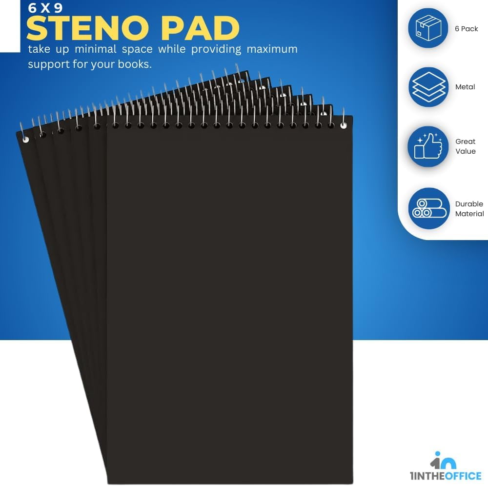 Steno Pads Spiral 6x9 Quad Ruled, Graphing Paper Notebook Spiral, Top Bound, Graph Ruled, White, 80 Sheets, (6 Pads/P... - Image 2