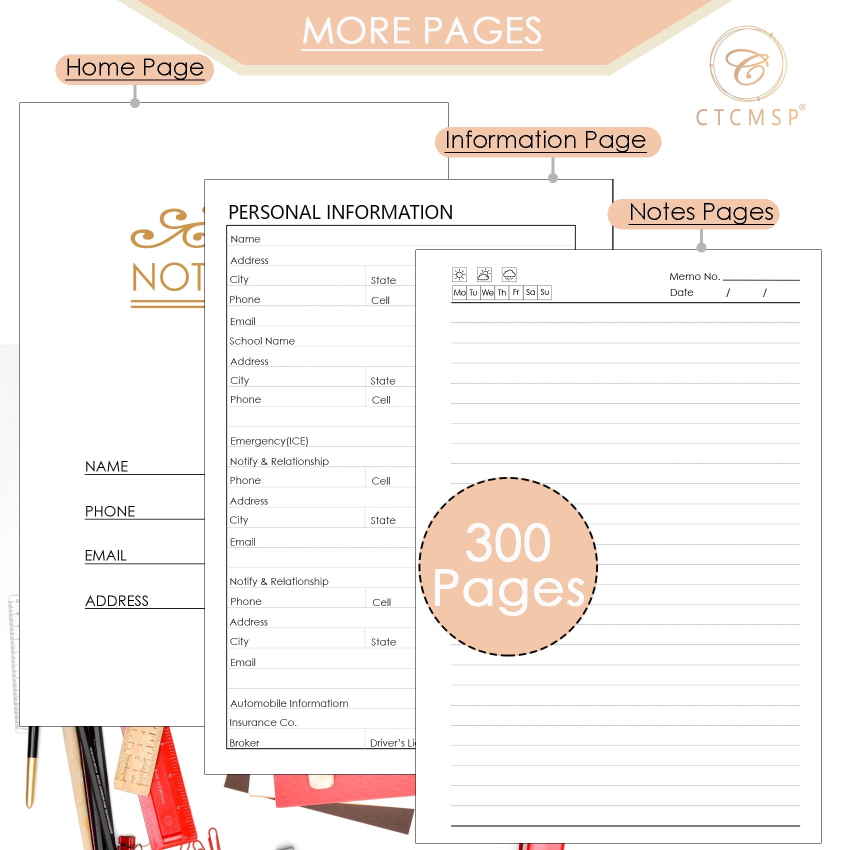 5 Notebook with Removable Dividers Tabs Hardcover Notebook Journal for Women Men,Perfect for Academic Supplies,Colleg... - Image 4