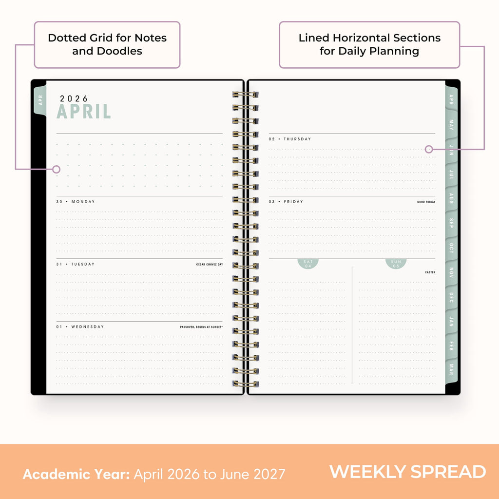 Brook Gossen 15 Month 2026-2027 Weekly and Monthly Academic Year Planner Calendar, April 2026 - June 2027, 5" x 8", F... - Image 3