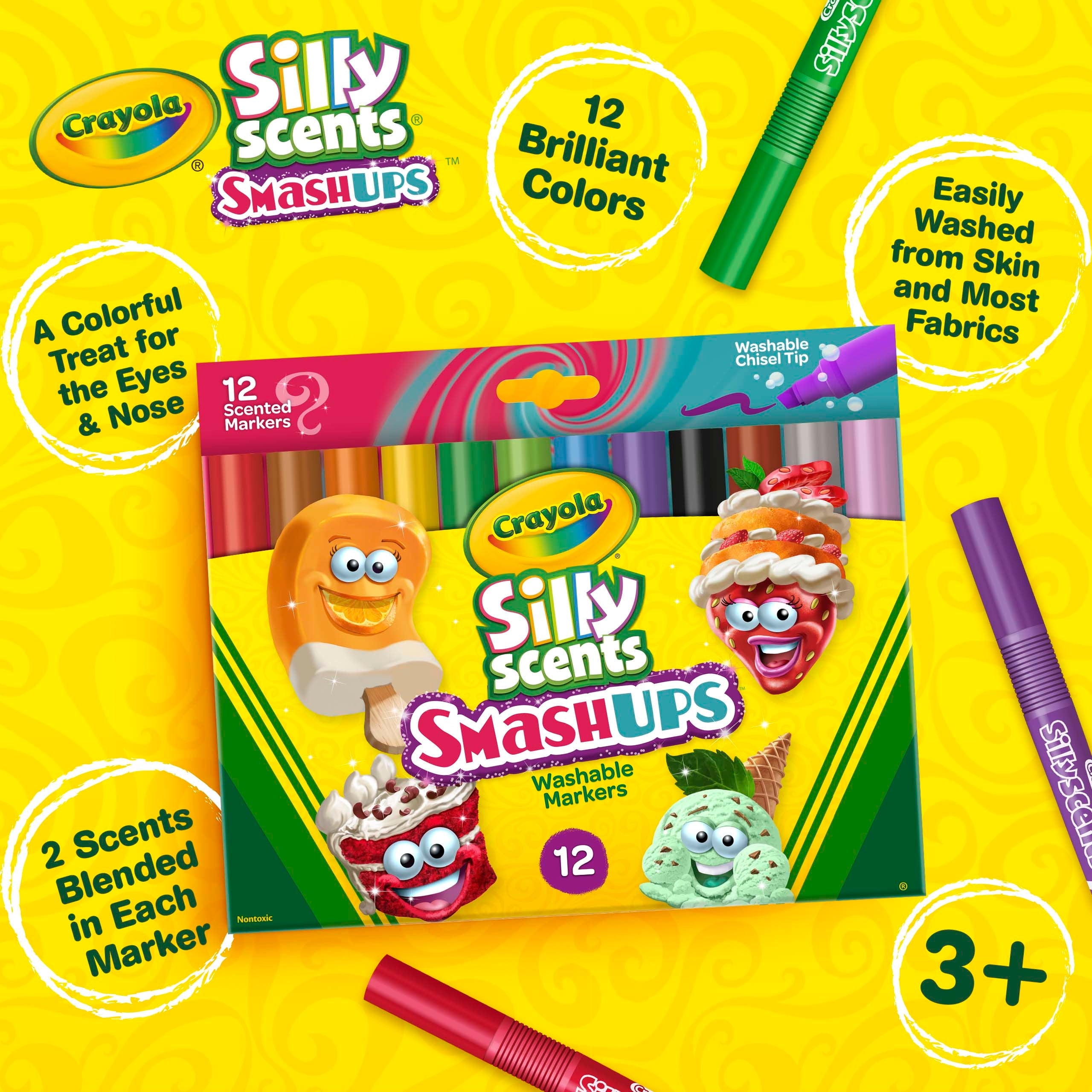 Silly Scents Smash Ups Markers, 12 Count, Scented Art Tools, Assorted Colors, Chisel Tip for Thick & Thin Lines - Image 5