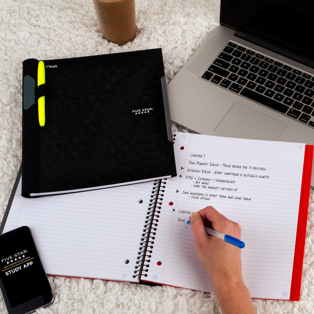 1 Subject College Ruled Notebook Plus Study App, 8.5" x 11", Black, Poly, Spiral, 100 Sheets - Image 6