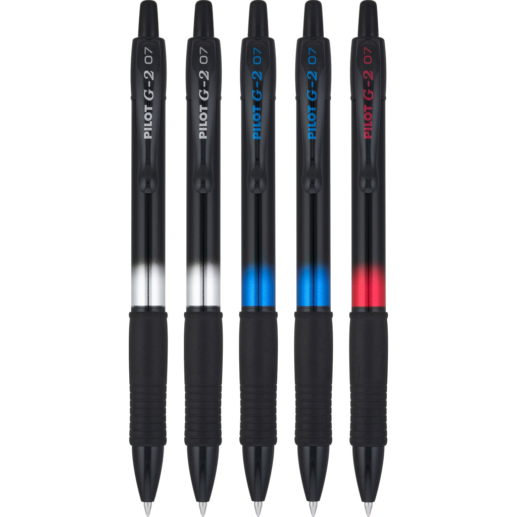 Pilot G2 Metal Gradation Collection Premium Gel Ink Pen, Fine Point, Black, Blue, Red Ink, 5 Count - Image 5