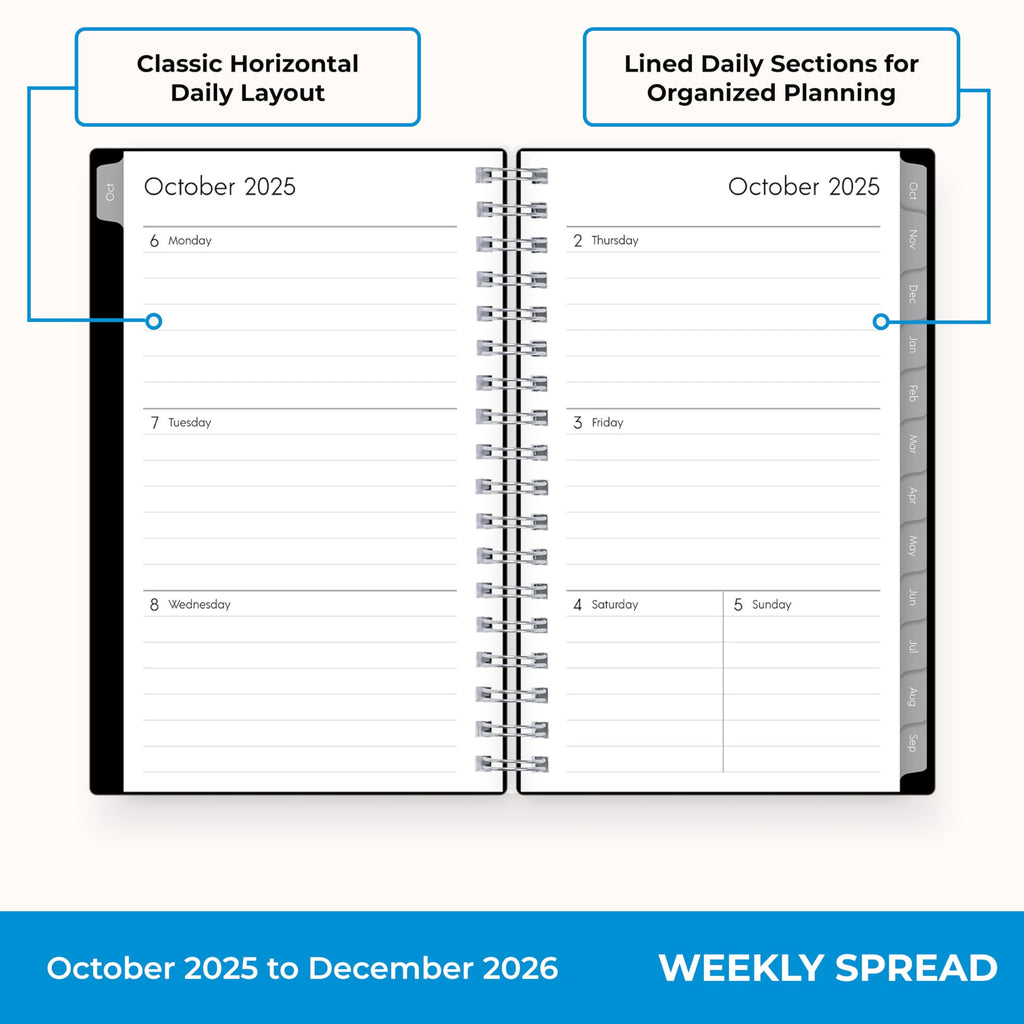2026 15-Month Weekly and Monthly Mini Planner Calendar, Includes October 2025 - December 2026, 3.625" x 6.125", Flexi... - Image 2