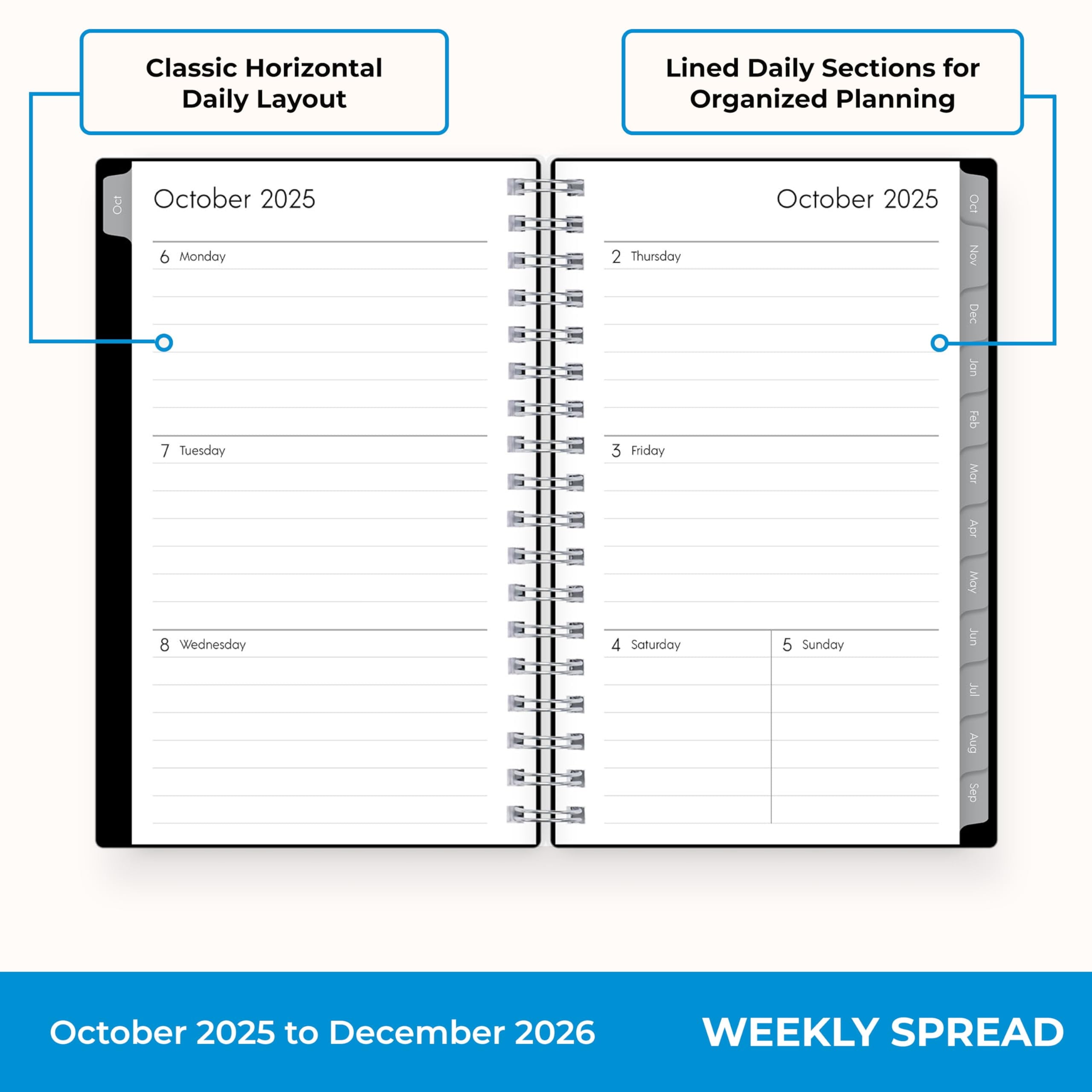 2026 15-Month Weekly and Monthly Mini Planner Calendar, Includes October 2025 - December 2026, 3.625" x 6.125", Flexi... - Image 2
