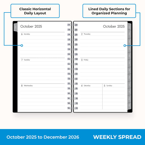 2026 15-Month Weekly and Monthly Mini Planner Calendar, Includes October 2025 - December 2026, 3.625" x 6.125", Flexi... - Image 2